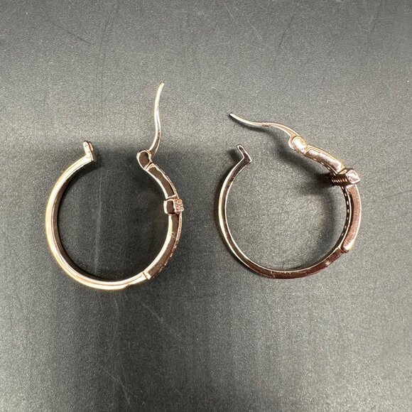 Cross Hoop Earrings Rose Gold Color Rhinestone Bling Jewelry Religious - Picture 5 of 7